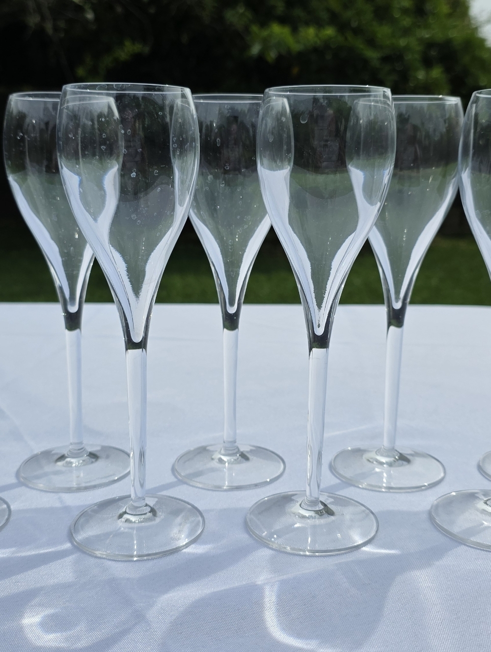 Veuve Clicquot Clear Stemmed Champagne Flute Glasses Set of 4, 7.75" Tall